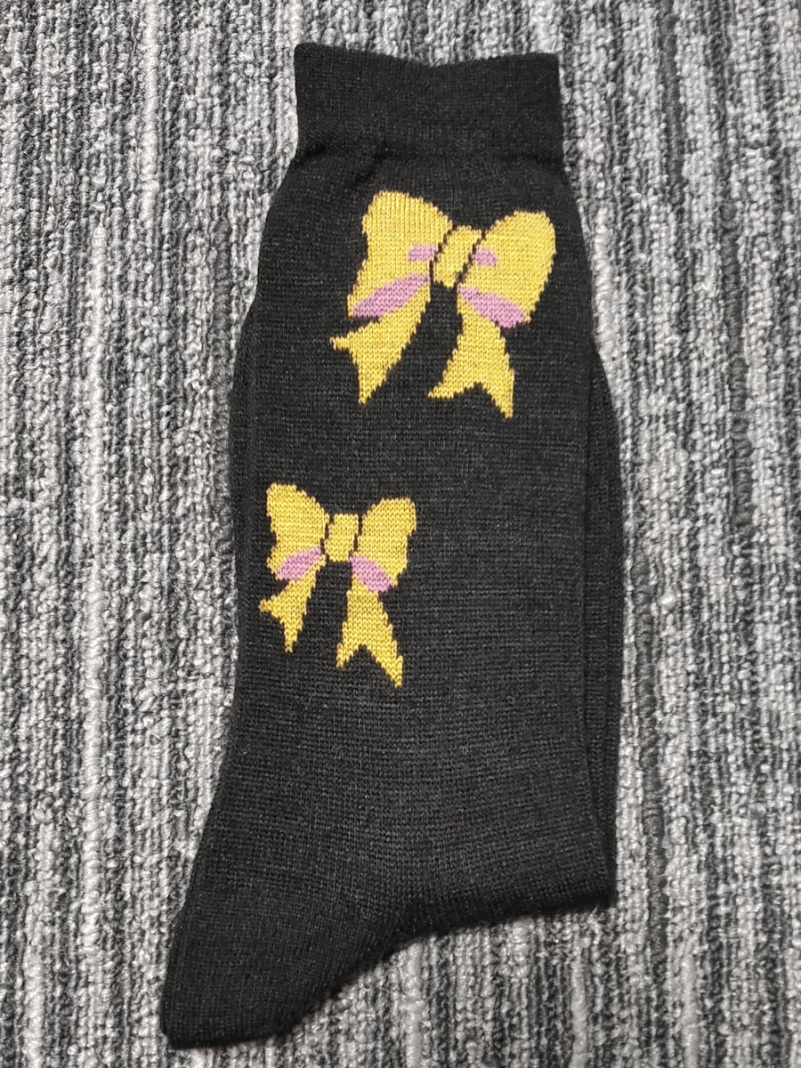 未使用 昭和レトロ リボン 織柄 ソックス 靴下 22-24cm ロリータ 拍卖