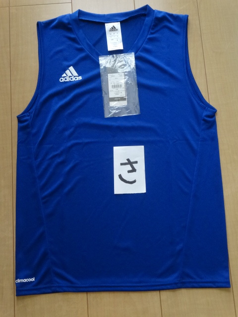 さ:新品未使用★メンズアディダス袖なしシャツ★Mサイズ・ブルー・adidasロゴ&マークがおしゃれ拍卖
