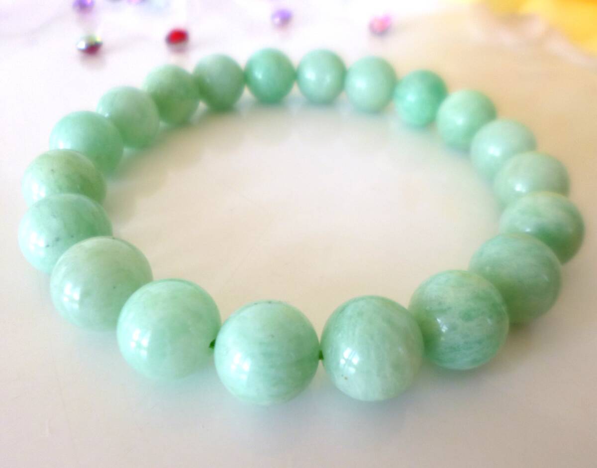 ☆希少☆月のパワー☆心の癒し☆ヒーリング☆緊張緩和☆ストレス解消☆タンザニア産☆グリーンムーンストーン☆ ☆10mm☆ ☆17cm拍卖