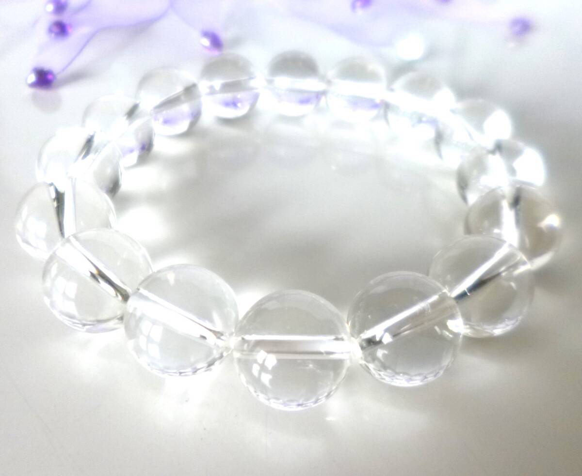 ☆綺麗な透明感☆幸運☆招福☆家庭円満☆浄化☆邪気祓い☆ ☆高品質AAA☆ ☆天然クリスタルクォーツ☆水晶☆大珠12mm☆16cm☆拍卖