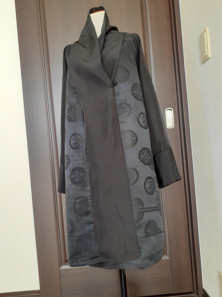 即決い,LL,2L,3L,4L大きいさサイズ,喪服,法事,黒長袖コート,別売りのワンピースでアンサンブルスーツに,着物リメイクワンピース拍卖