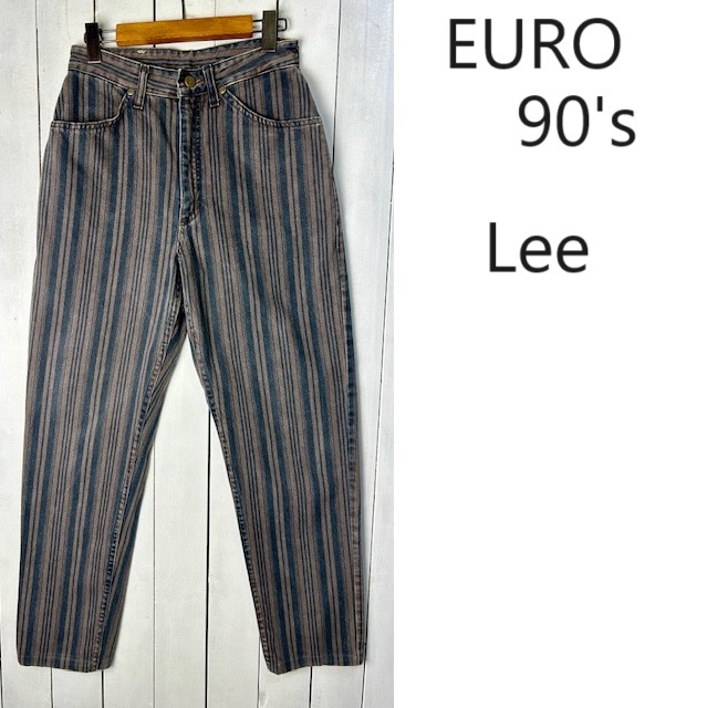 ユーロ 90s Lee ランダムストライプデニムパンツ 29 焦げ茶 オールド ヴィンテージ ヨーロッパ古着 リー フェード テーパード ●210拍卖