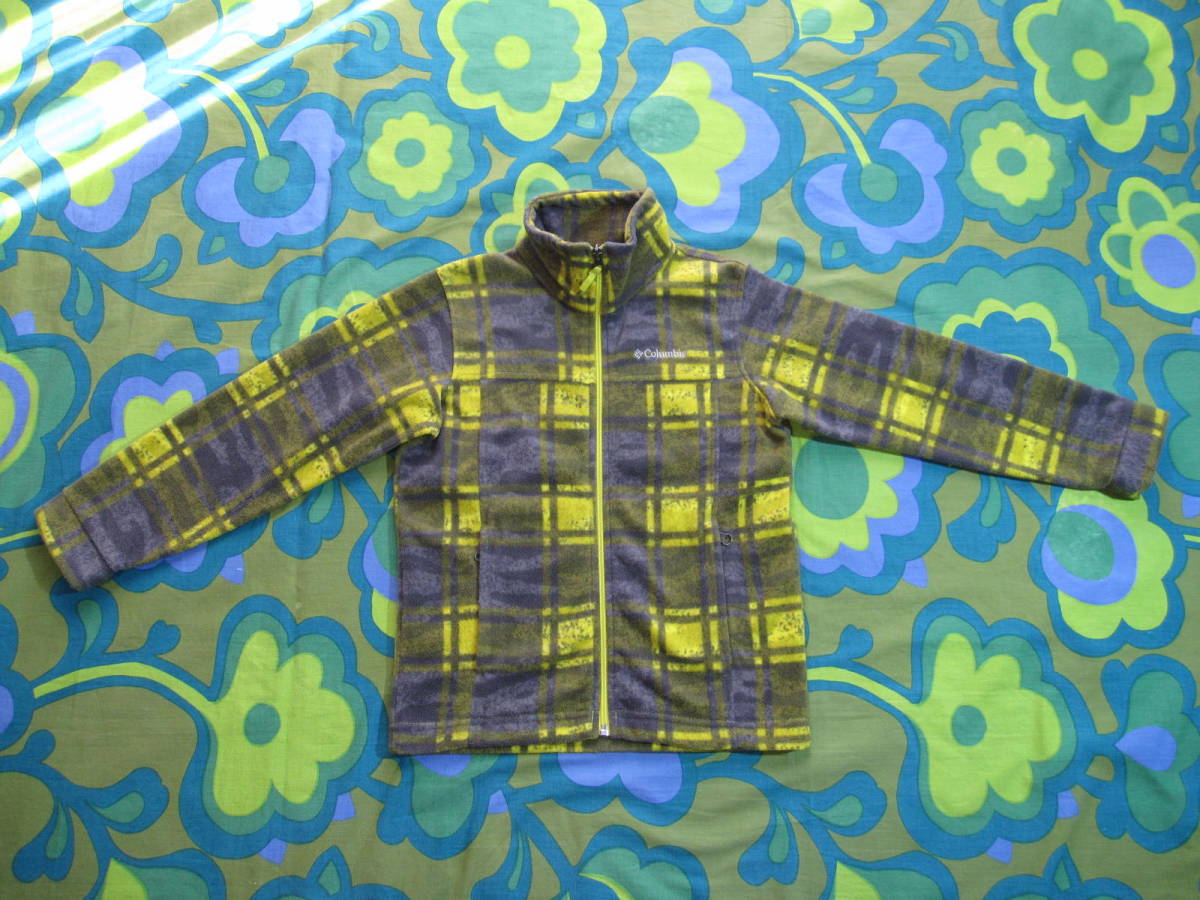 キッズS(10-12) Columbia コロンビア フルZIP フリース 2色イエロー×2色グレー 使用少ないキレイ ポリエステル100 キャンプ アウトドア拍卖