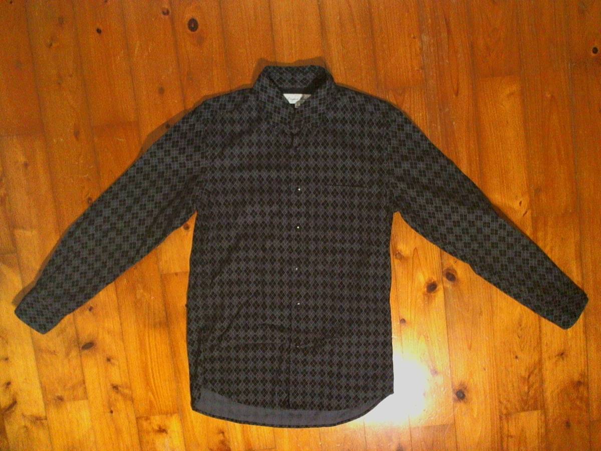 ☆美品☆ユニクロ【UNIQLO Original wash】ボタンダウン 美起毛 長袖シャツ ネルシャツ風 斜め格子シャツ S 黒グレー 拍卖