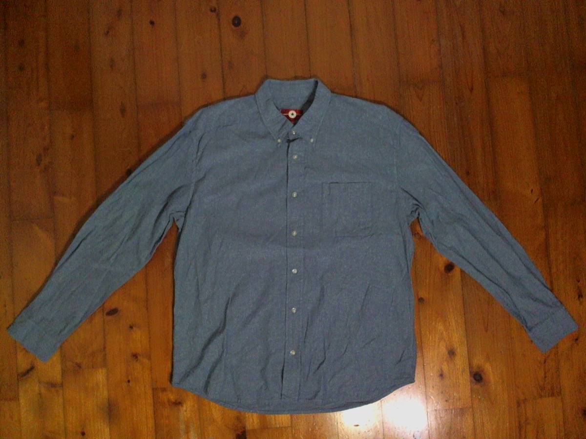☆コンバース【CONVERSE】シャンブレー 長袖シャツ コットンシャツ LL 濃紺 インディゴ拍卖