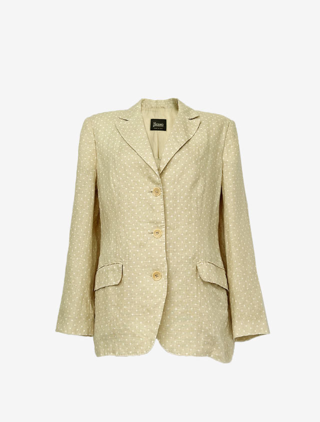 HERNO ヘルノ ドット柄 リネン ジャケット 3つボタン拍卖
