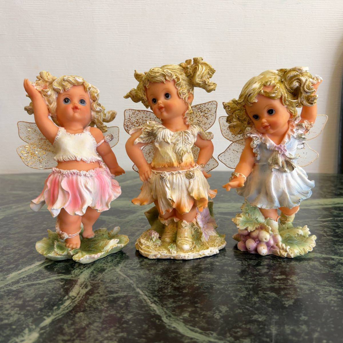 【新品】フェアリー置物3個セット★女の子 西洋人形 ドール インテリア 妖精 アンティーク風 洋風 メルヘン 可愛い拍卖