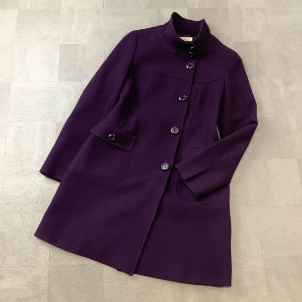 美品 Kumikyoku 組曲 スタンドカラー コート レディース サイズ2 Mサイズ パープル拍卖