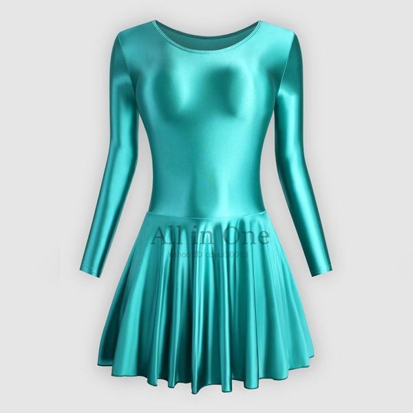 82-82-69 超艶々 光沢シルキー レオタード コスチューム【TURQUOISE GREEN,サイズXL】体操服 バレエ コスプレ セクシー レースクイーン.1拍卖