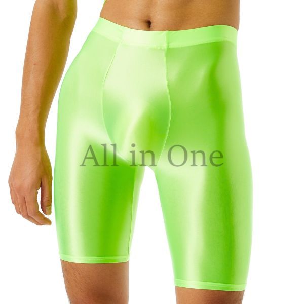 91-62-20 メンズ ツヤツヤ 光沢 ロング スパッツ パンツ 【グリーン,Mサイズ】男性 セクシー ショーツ パンティー ボクサー ブリーフ .2拍卖