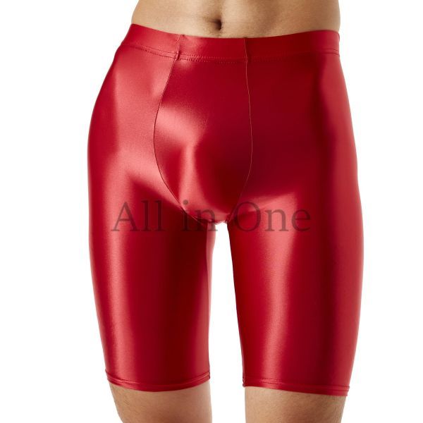 91-47-20 メンズ ツヤツヤ 光沢 ロング スパッツ パンツ 【レッド,Mサイズ】男性 セクシー ショーツ パンティー ボクサー ブリーフ .2拍卖