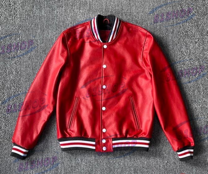「81SHOP」高品質/綺麗本革 野球着 カーフスキン バファロースキン 革ジャン 牛革 シングルライダース アメカジ レザージャケット▲赤拍卖