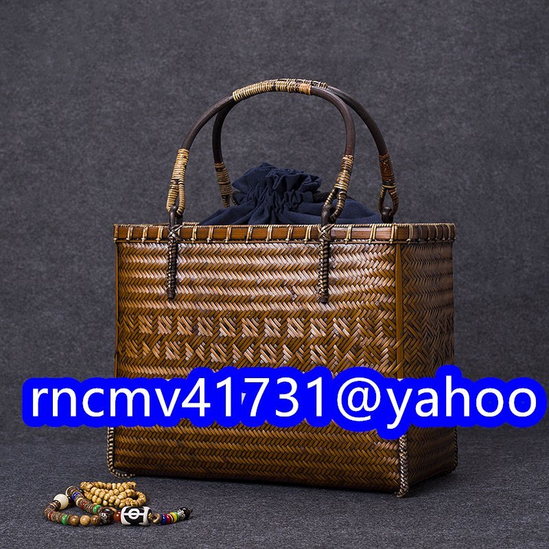 「81SHOP」高品質 職人 手作り レディースハンドバッグ ハンドメイド 竹籠 バッグ 手編み バッグ 竹工芸 収納かご 買い物かご 稀少品拍卖