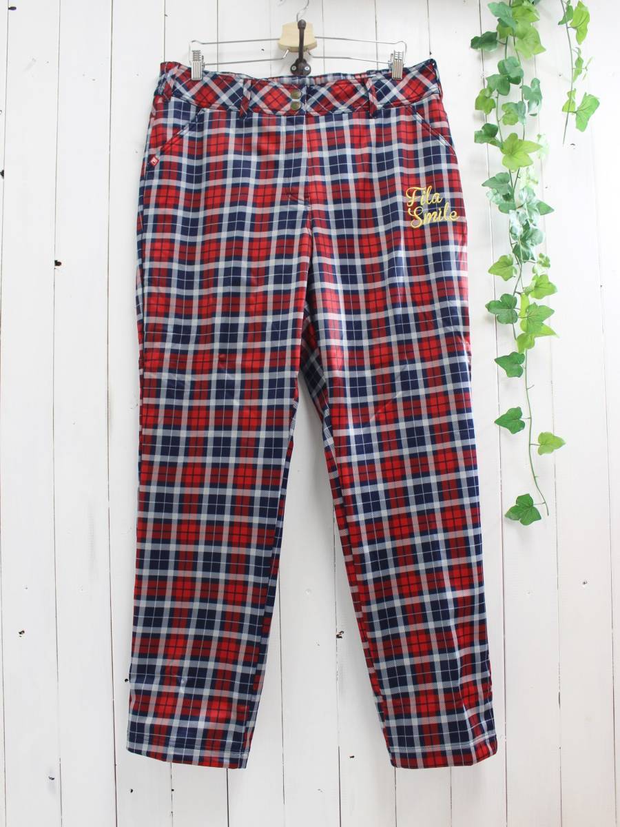 新品*FILA GOLF/フィラゴルフ*防寒防風 ストレッチ パンツ チェック(3L)暖か 裏フリース 大きいサイズ スポーツウェア レディース拍卖