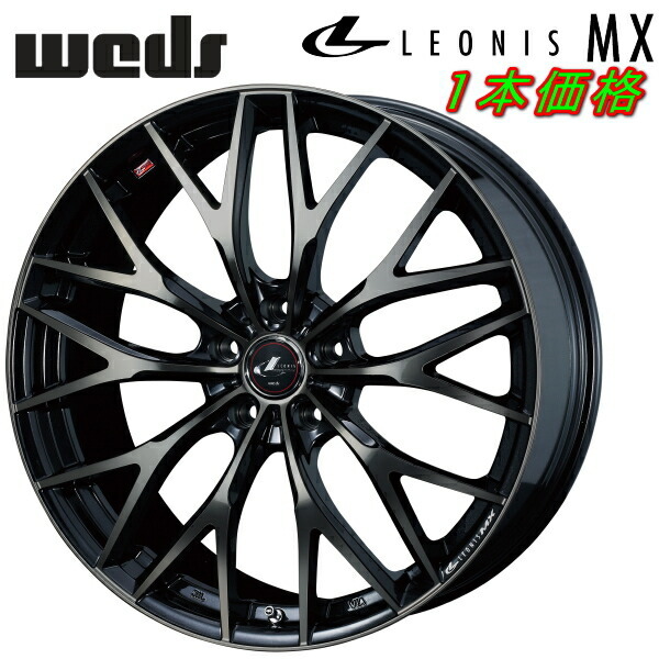 Weds LEONIS MX ホイール1本価格 パールブラック/ミラーカット/チタントップ 7.0-18インチ 5穴/PCD100 インセット+47拍卖