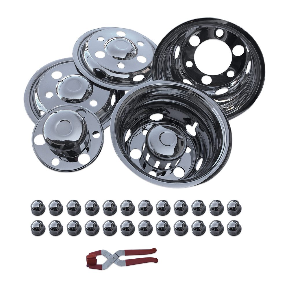 トラック 汎用 ステンレス ホイールライナー 6H 5.5J-16 インチ 41mmナットホイール カバー キャップ セット拍卖