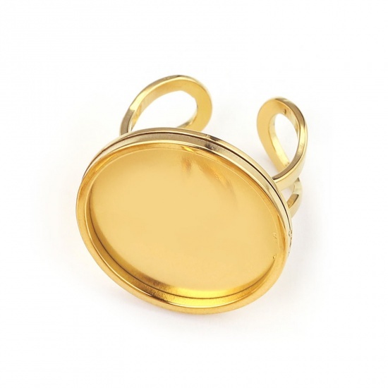 ステンレス製リング1個 ゴールドカラーE ミール皿タイプ指輪(日本サイズ約14号)拍卖