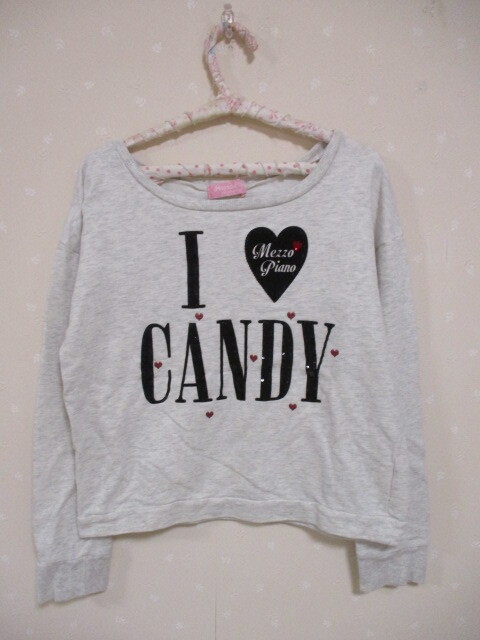 ● メゾピアノ ● 可愛いショート丈長袖トレーナー ☆150㎝☆ グレー 40225拍卖