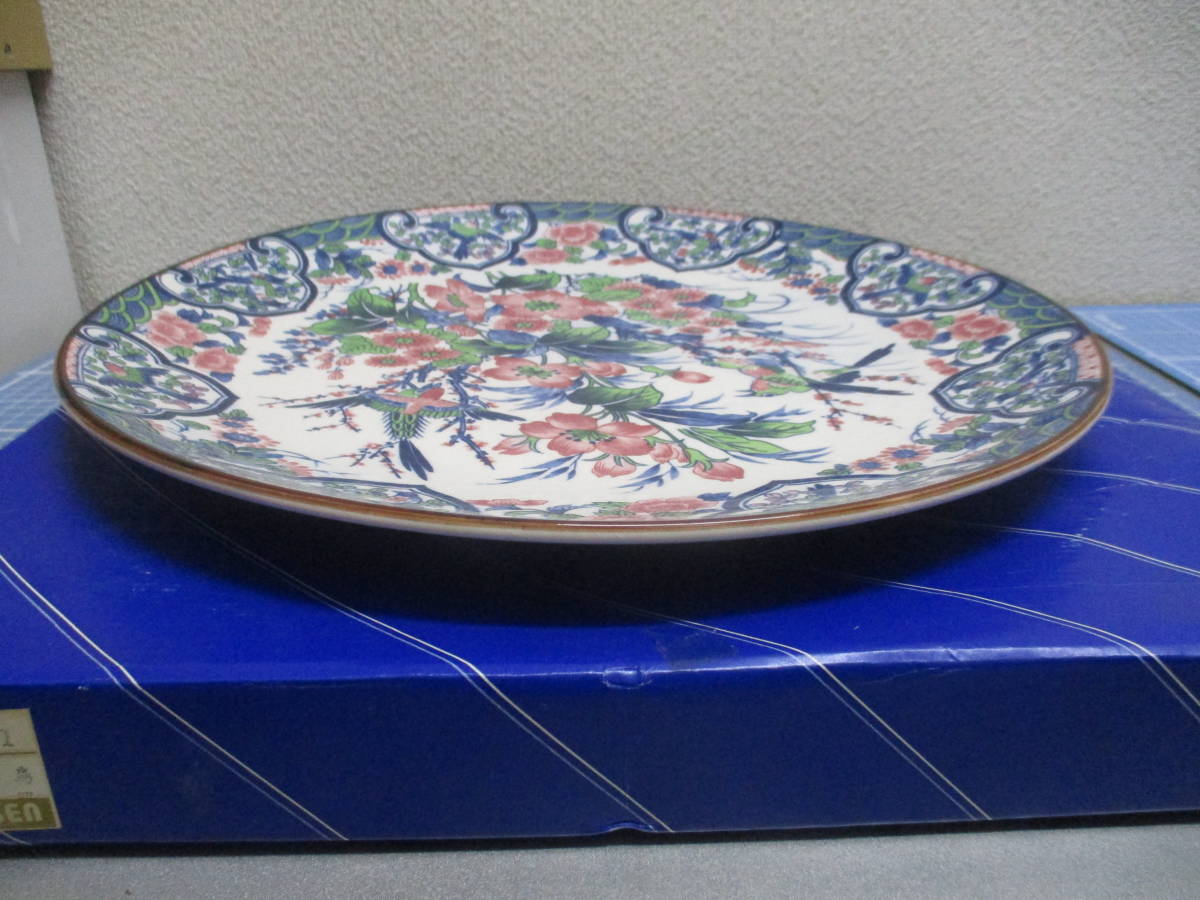 色 花鳥 12号 大皿 在銘 検 アンティーク、コレクション 工芸品 陶芸 日本の陶磁拍卖