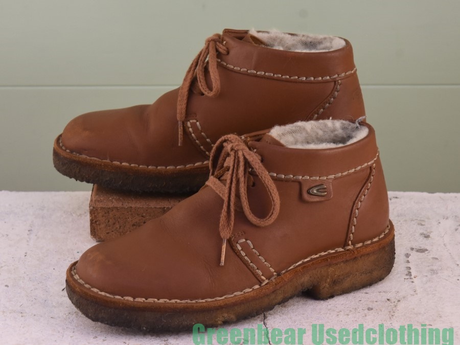 X673◆レディース【Camel active】ショートブーツ インナーボア 茶 ブラウン 24.5cmくらい拍卖