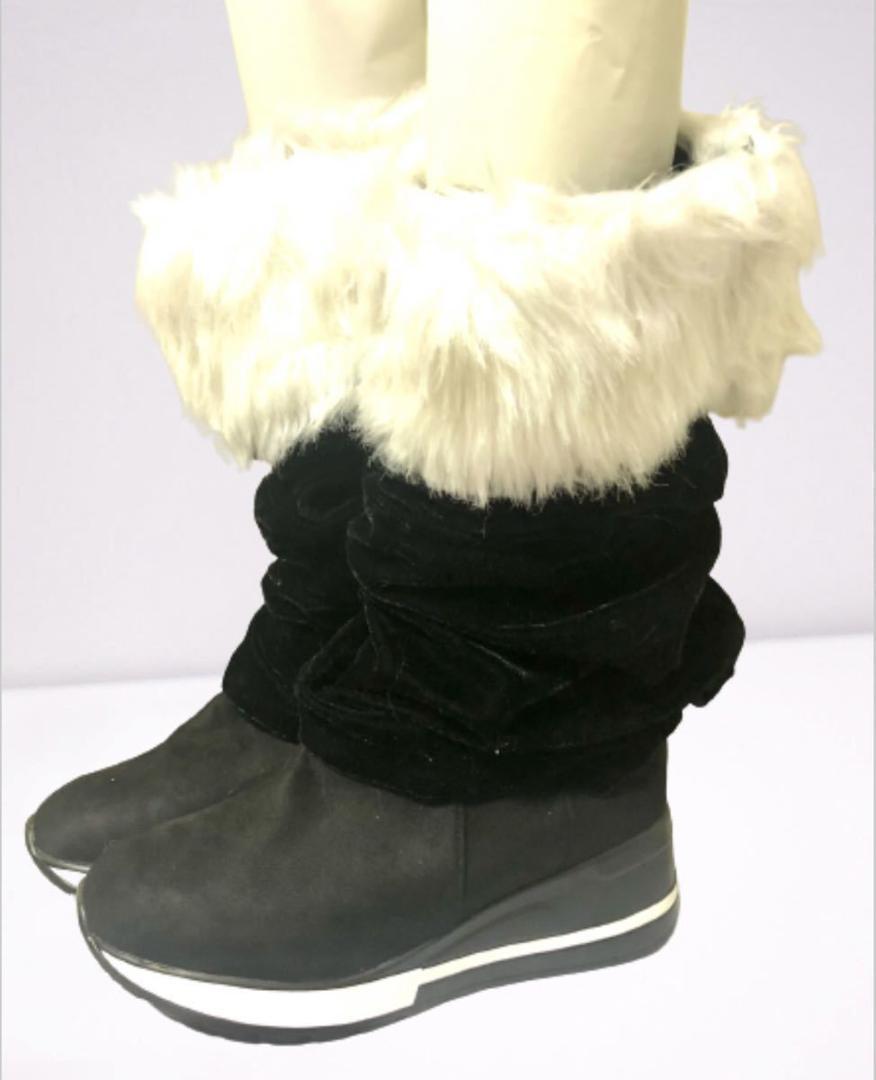 新品 黒 レッグウォーマー 白ファー付き レッグカバー ブーツ イメチェン ブーツカバー ギャル イベント クリスマス サンタコス コスプレ 拍卖
