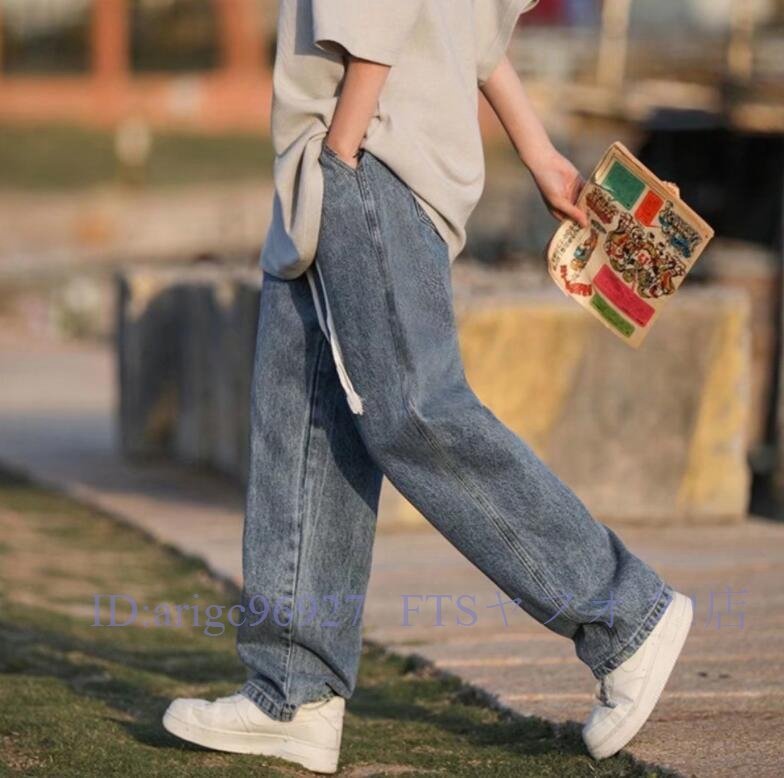 A5323☆新品メンズ ワイドパンツ デニムパンツ メンズズボン ウエストゴム 長ズボン 春夏 薄手 ゆったり 大きいサイズ カジュアル拍卖