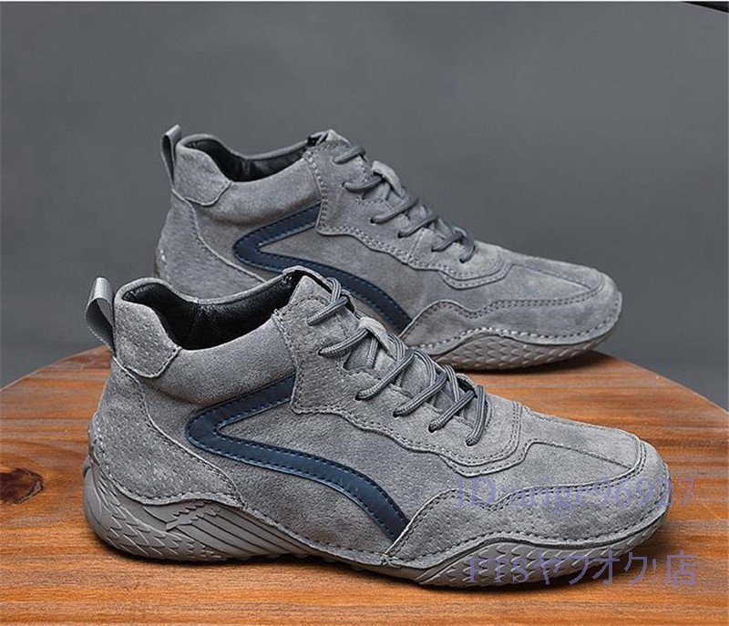 T754☆新品マーティンブーツ スリッポン スニーカー ドライビングシューズ ブーツ メンズ 春秋冬靴 カジュアル グレー 27.0cm拍卖