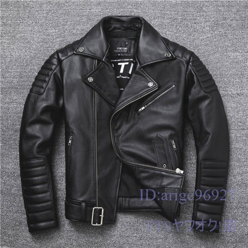 V106☆新品レザージャケット上品本革ドクロカウハイドライダースジャケットメンズファッションバイクジャケット牛革革ジャンS~5XL拍卖