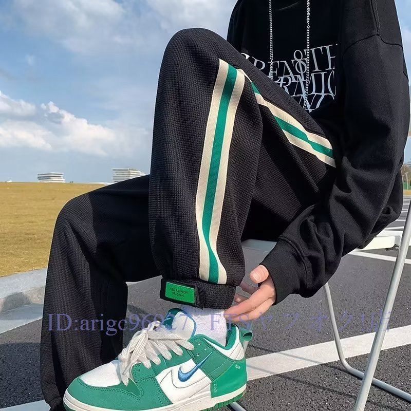 A5866☆新品 メンズ パンツ ズボン スポーツウエア裏起毛厚手 サイドライン 大きいサイズ ウエストゴム秋冬メンズファッション拍卖