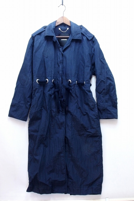 DIESEL ディーゼル コットンナイロン スプリングコート 替ベルト付き ・XS ネイビー拍卖