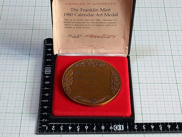 フランクリンミント 1980年度 カレンダー 大型記念銅メダル 拍卖