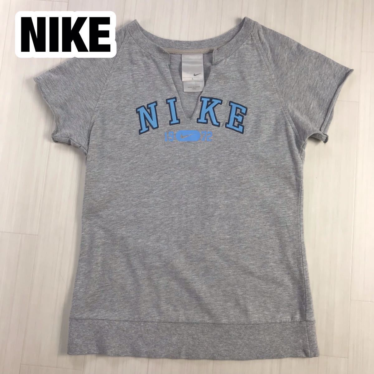 NIKE ナイキ Tシャツ 半袖 L グレー ラグランスリーブ拍卖