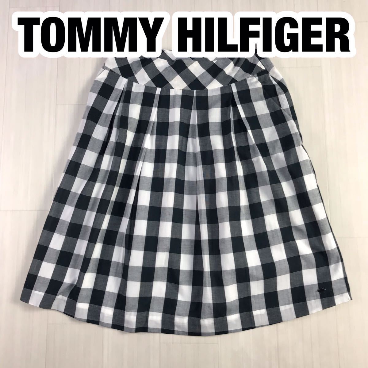 TOMMY HILFIGER フレアスカート 2 チェック ホワイト グレー ブラック拍卖