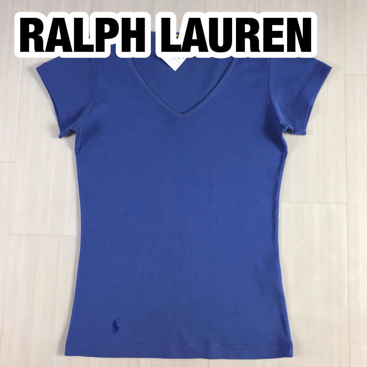 RALPH LAUREN ラルフローレン 半袖Tシャツ レディースサイズ M ブルー 刺繍ポニー拍卖