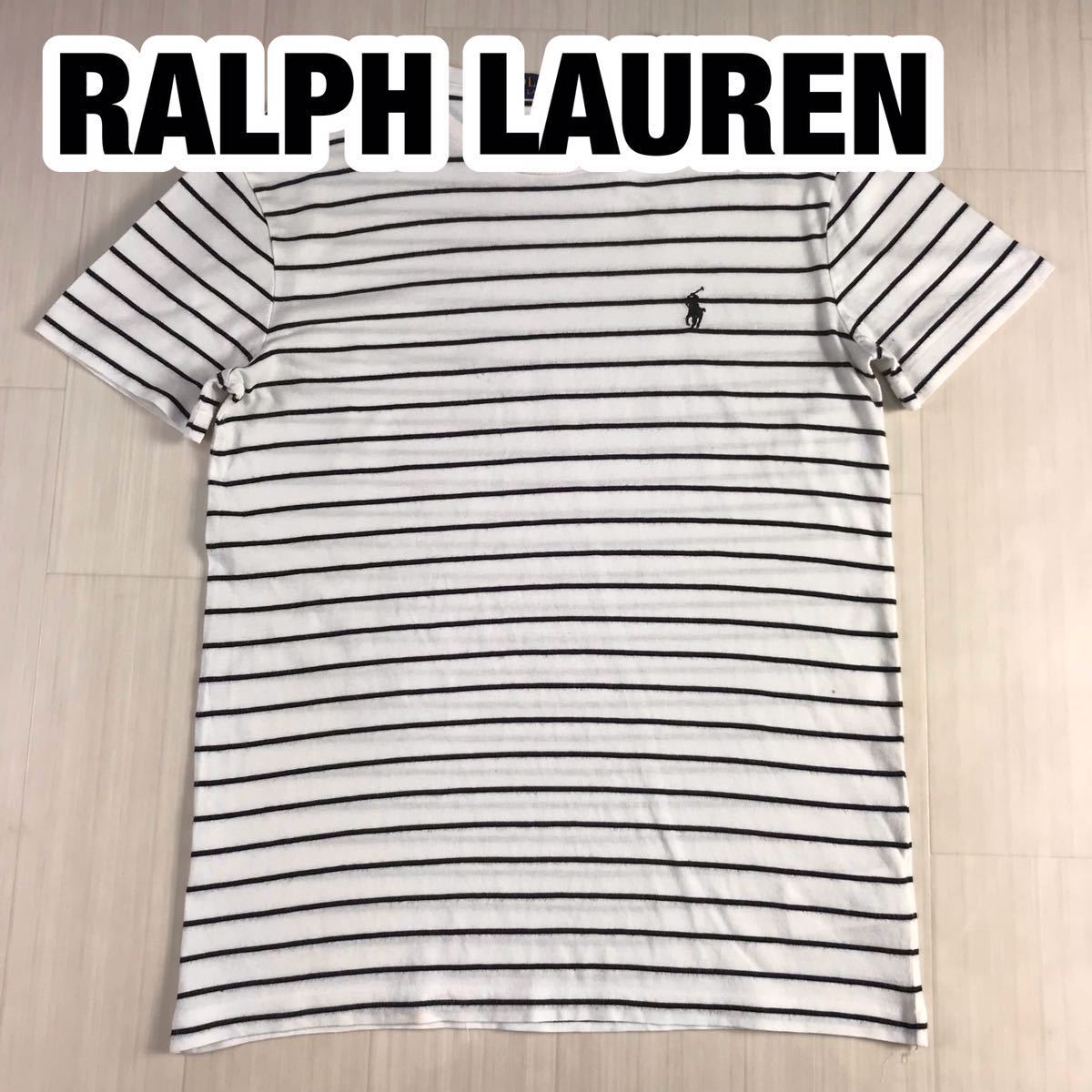 RALPH LAUREN ラルフローレン 半袖Tシャツ XS ホワイト ブラック ボーダー拍卖