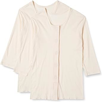 新品●送料無料 レディース 前開きワンタッチ マジックテープ 介護肌着 介護下着シャツ 2枚入り 7分袖 L 2枚拍卖