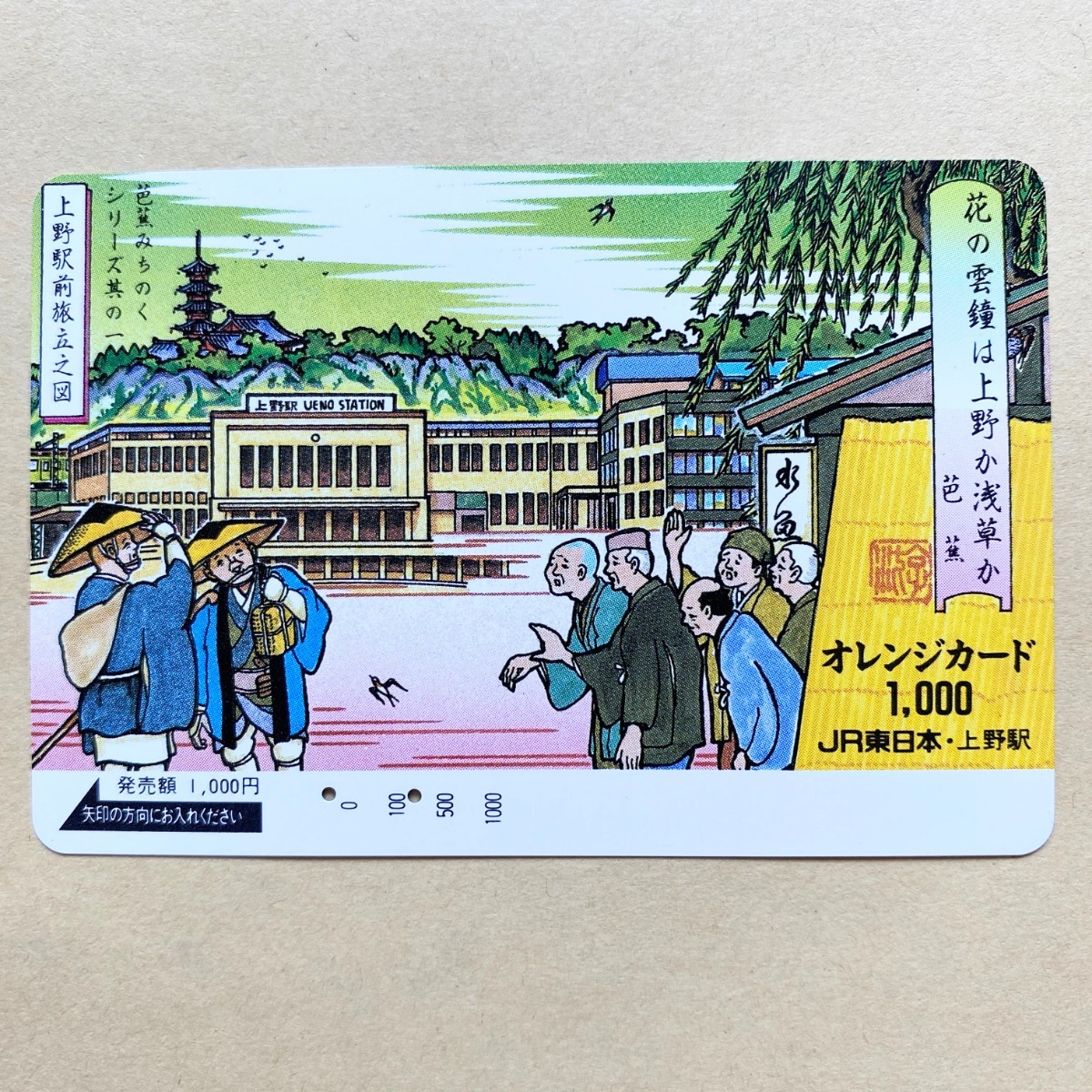 【使用済】 オレンジカード JR東日本 芭蕉みちのくシリーズ其の一 上野駅前旅立之図拍卖