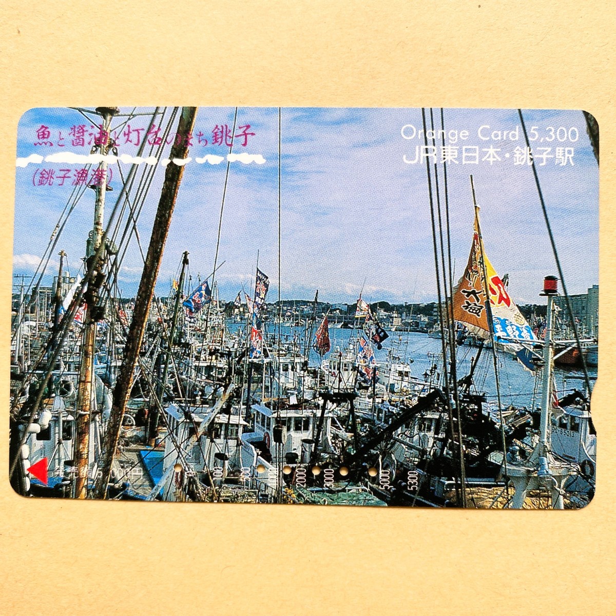 【使用済】 オレンジカード JR東日本 魚と醤油と灯台のまち 銚子(銚子漁港)拍卖