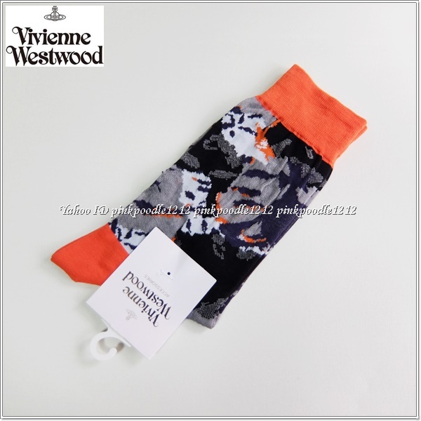 ◆ヴィヴィアンウエストウッド ソックス 未使用◆黒×グレー×オレンジ◆拍卖