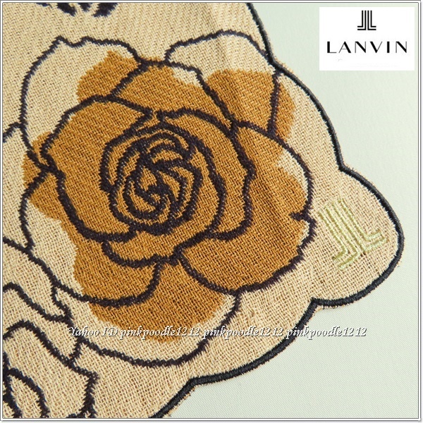 ◆ランバン ガーゼ ハンカチ 未使用◆薔薇 キャメル~黒系◆ 拍卖