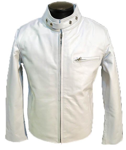 LLサイズ ライダースジャケット シングル 本革 アメリカン 4732 白 ホワイト WHITE 牛革 カウレザー ハーレー インディアン カウボーイ拍卖