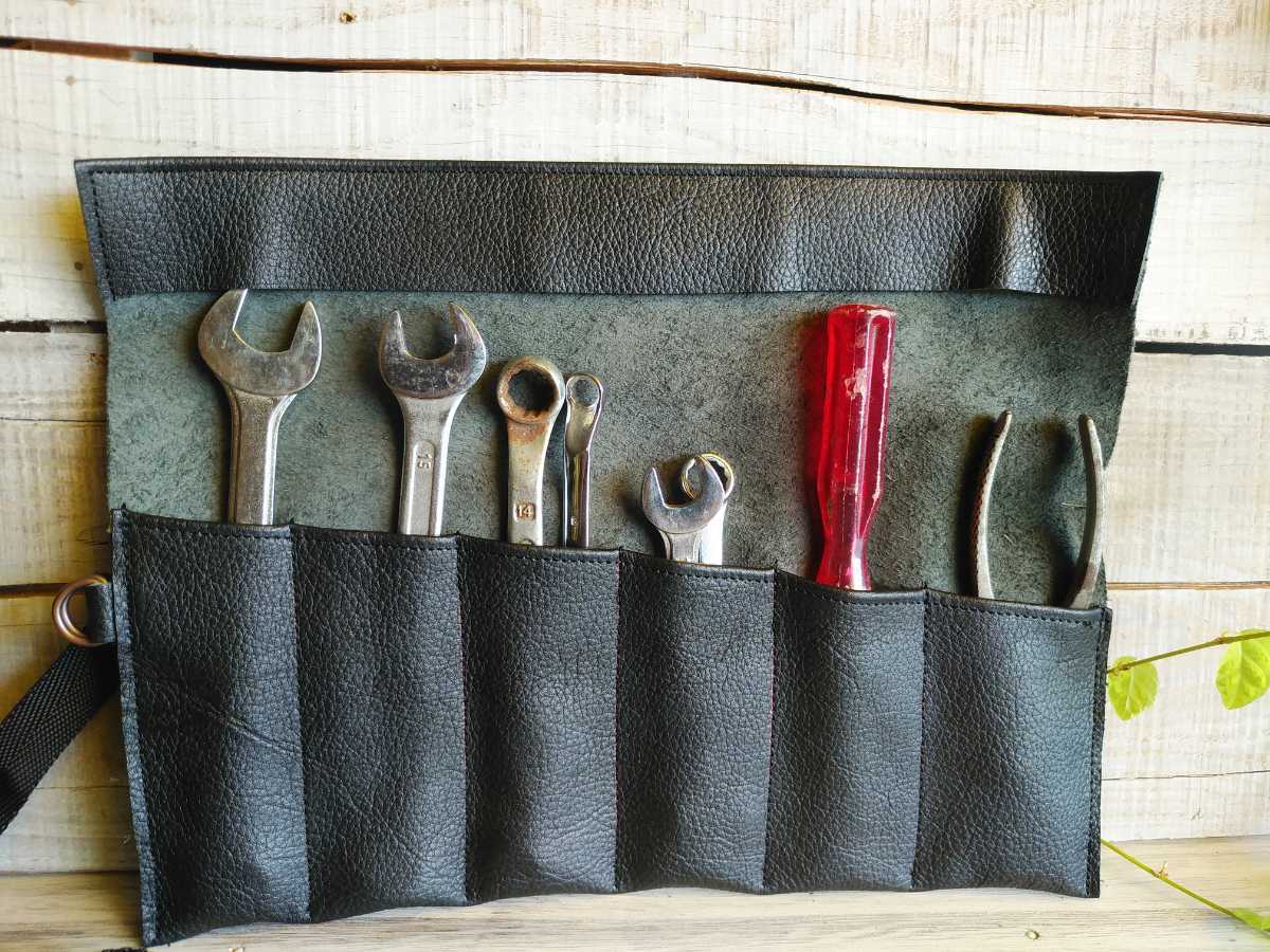 本牛革 シボ革 ヴィンテージ仕上げ ロール式ツールケース ハーレー スーパーカブ モンキー クロスカブ スクランブラー858拍卖