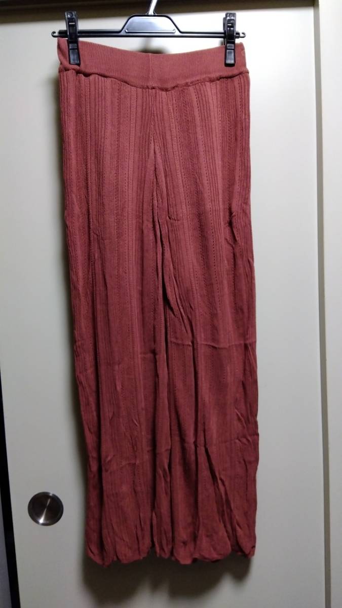 ☆アンティローザクロシェ織り風リラックスパンツ☆未使用自宅保管テラコッタワイドパンツレース拍卖