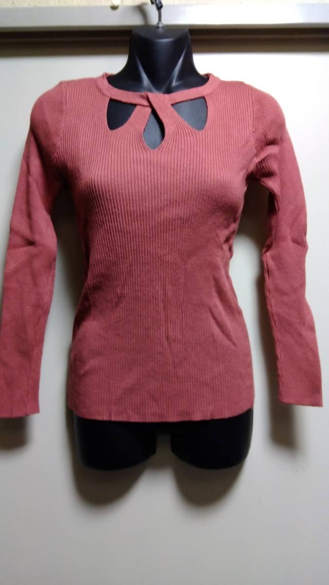 ☆ティアドロップネックリブニットソー☆未使用自宅保管PK拍卖