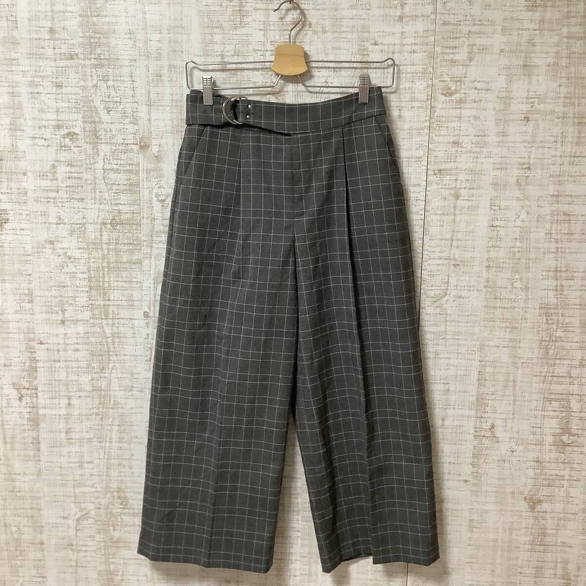 M28◇Le.coeur blanc | ルクールブラン パンツ グレー チェック 新品同様 サイズ36拍卖