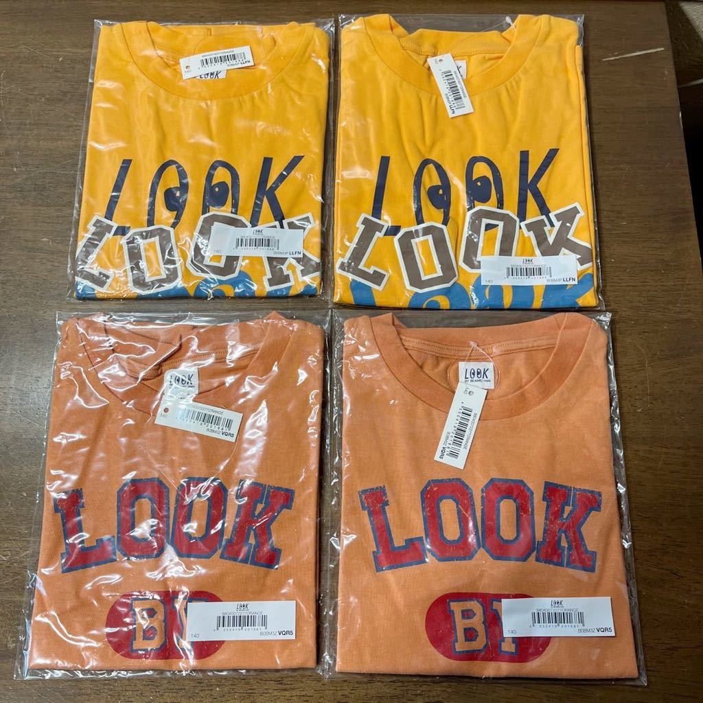 新品 LOOK by BEAMS mini ルック バイ ビームス ミニ LOOK Tシャツ 140cm 4枚セット ユニセックス 子供 双子 ペア(a8拍卖
