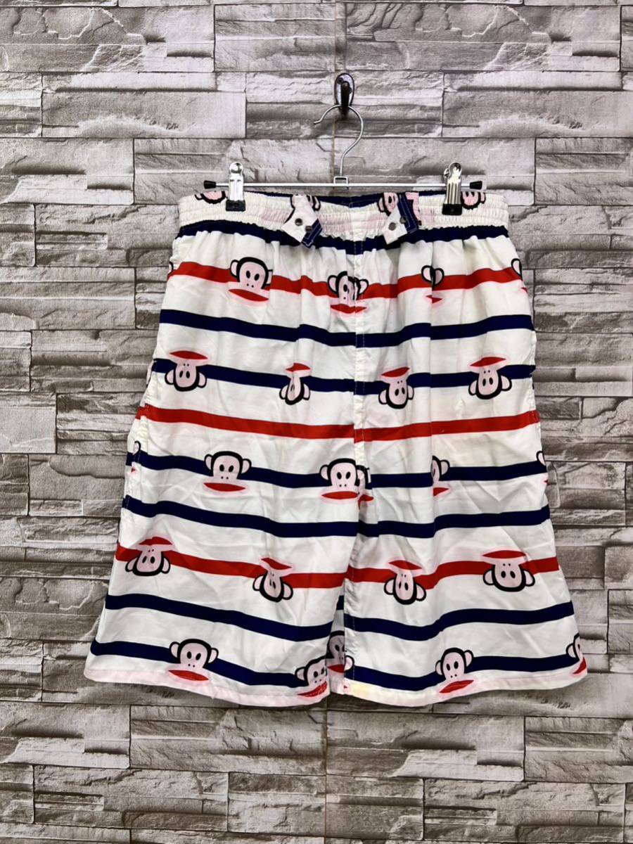 ハーフパンツ ホワイト レッド サル ボーダー ウエストゴム パンツ 総柄 メンズ レディース拍卖