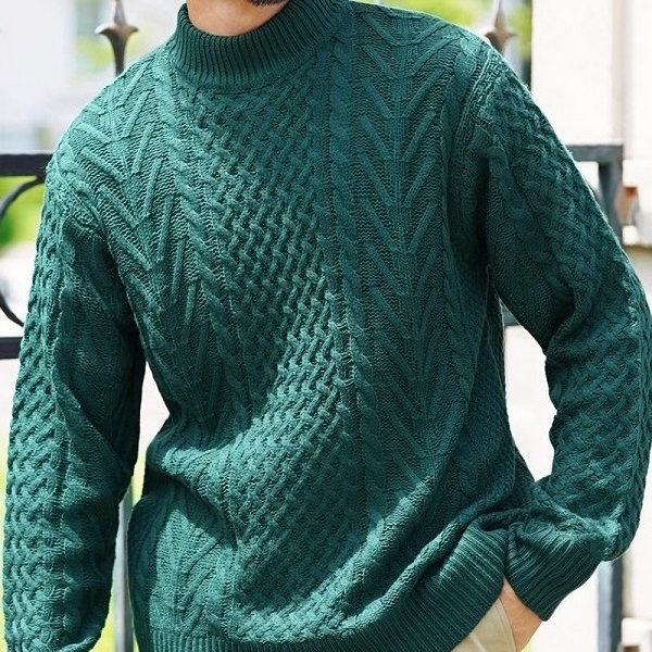 ◆美品 roshell フィッシャーマン ケーブル アランニット M グリーン ロシェル ニット セーター◆拍卖