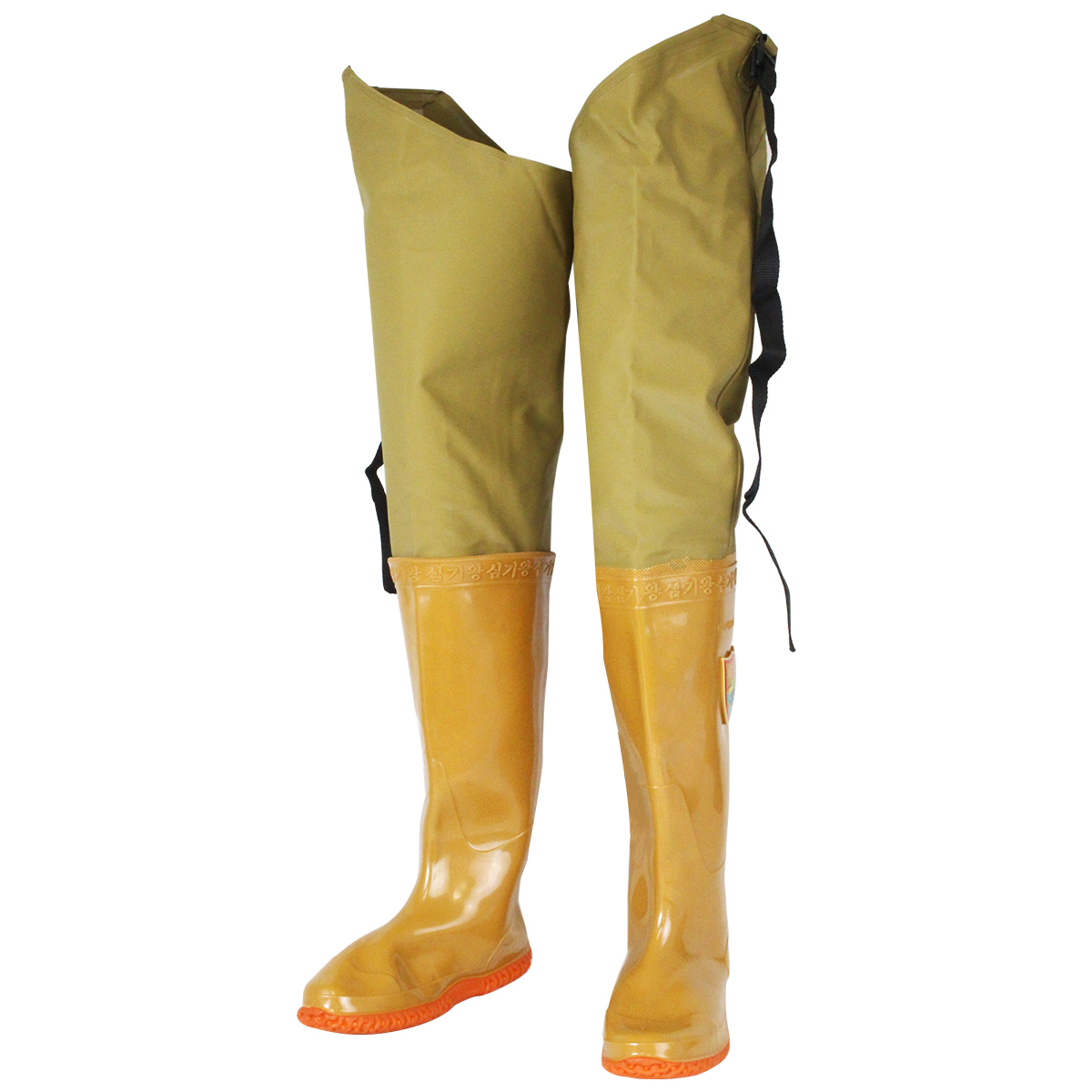 ロング丈 ヒップウェーダー サイズ:26cm~26.5cm ウェーダー 黄 イエロー 股下 9分丈 長靴 ゴムフィッシングブーツ拍卖