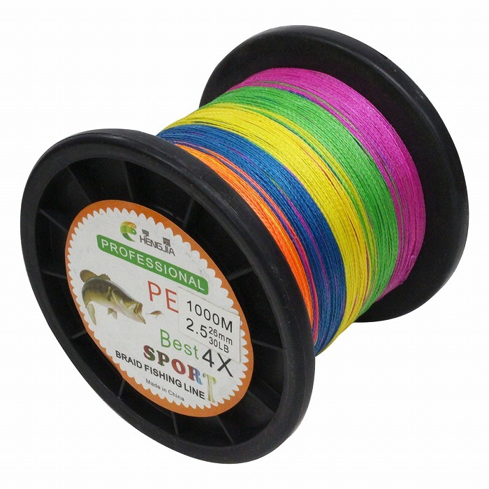 低伸度/高強度 1000m PEライン 2.5号/30lb 5色 マルチカラー MIX 投げ釣り 船釣り エギング ジギング タイラバ ルアー 釣り糸 リール拍卖